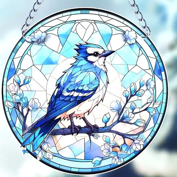 Suncatcher Other - Blue Jay Suncatcher Bird Wall Window Hanging Colorful In/Outdoor Art Spring NEW